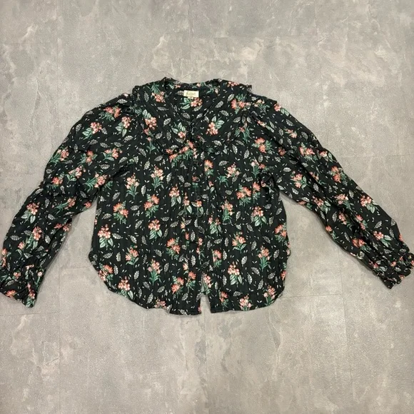 PILCRO Anthropologie The Kiera Collared Floral‎ Button Down Blouse Size XSP - Picture 3 of 14